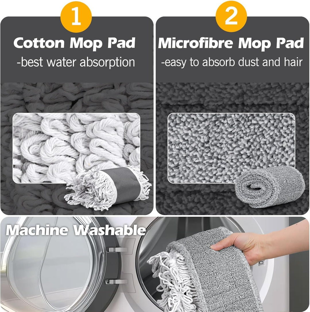 MASTERTOP Bodenwischer Breit, 90cm Gross Wischmop mit Aluminium Stiel und 3 Moppkopf, Industrieller