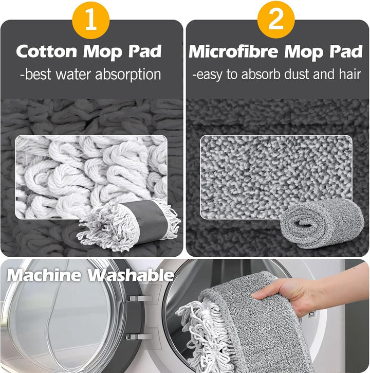 MASTERTOP Bodenwischer Breit, 90cm Gross Wischmop mit Aluminium Stiel und 3 Moppkopf, Industrieller