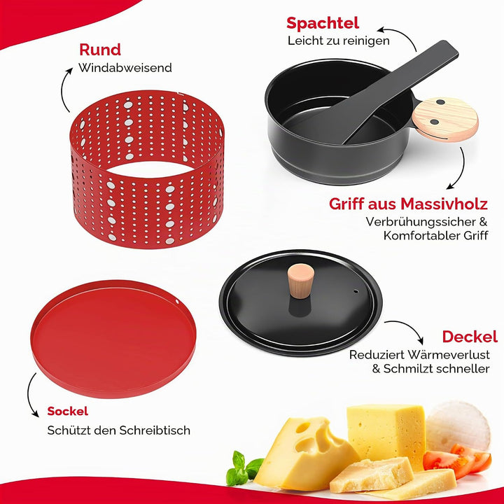 ipow 2er Set Mini Raclette Grill, Racletteofen Set antihaftbeschicht Kerzenraclette für Teelichter,