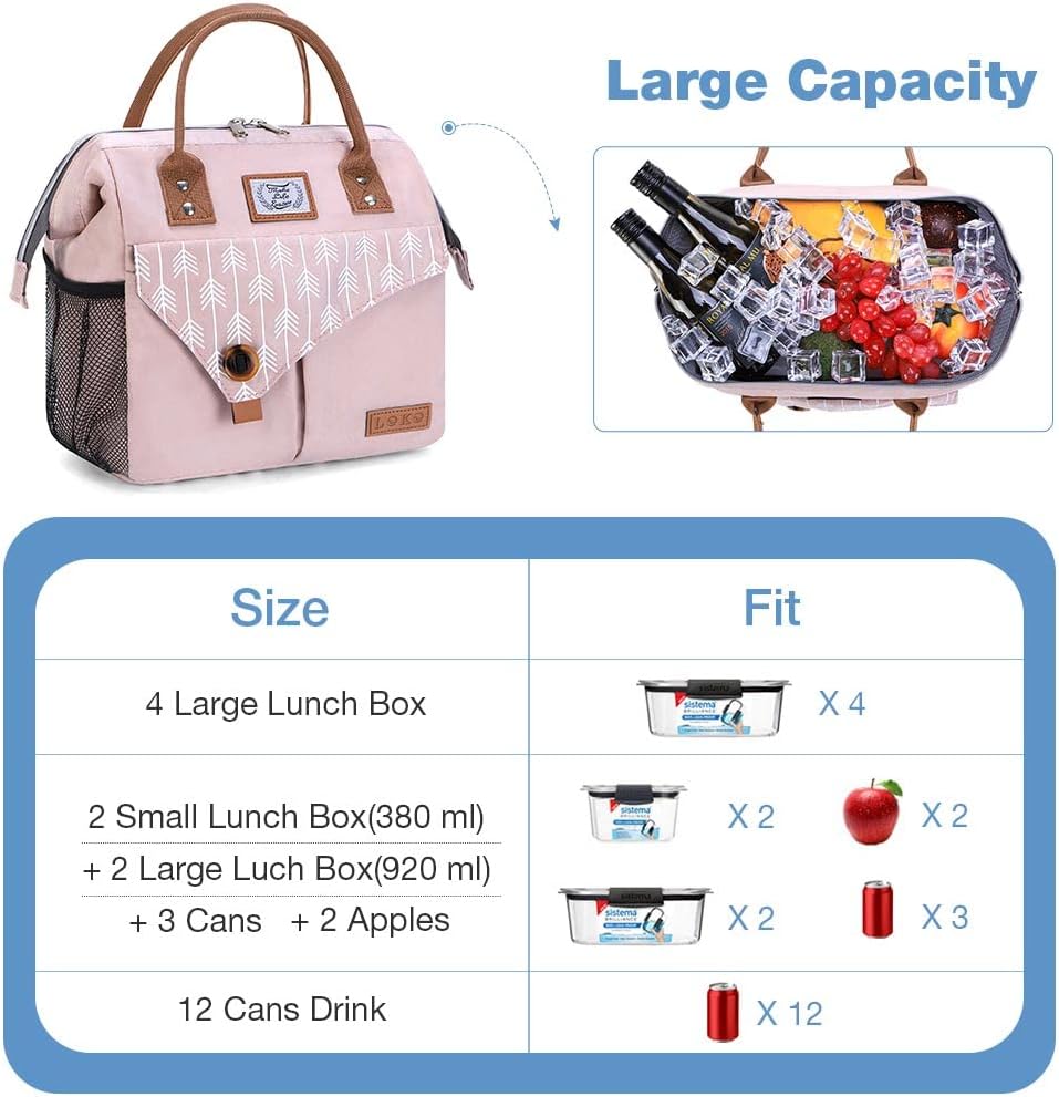 Lekesky Kühltasche Damen Lunchtasche Isolierte für Frauen Auslaufsichere weit geöffnete Lunchbox, 11