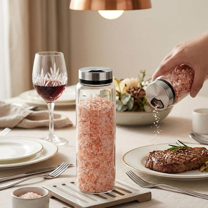 4 Stück Gewürzgläser mit Drehdeckel, 500ml Salzstreuer Gross, Borosilikatglas Gewürzstreuer Glas für