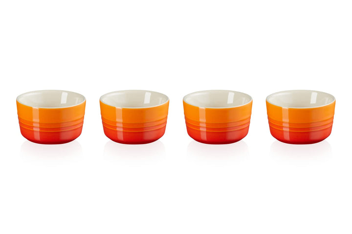 Le Creuset 4-er Set Mini Förmchen aus Steinzeug, je 100 ml, Ofenrot, 79109100900000 4er-Set Ofenrot,