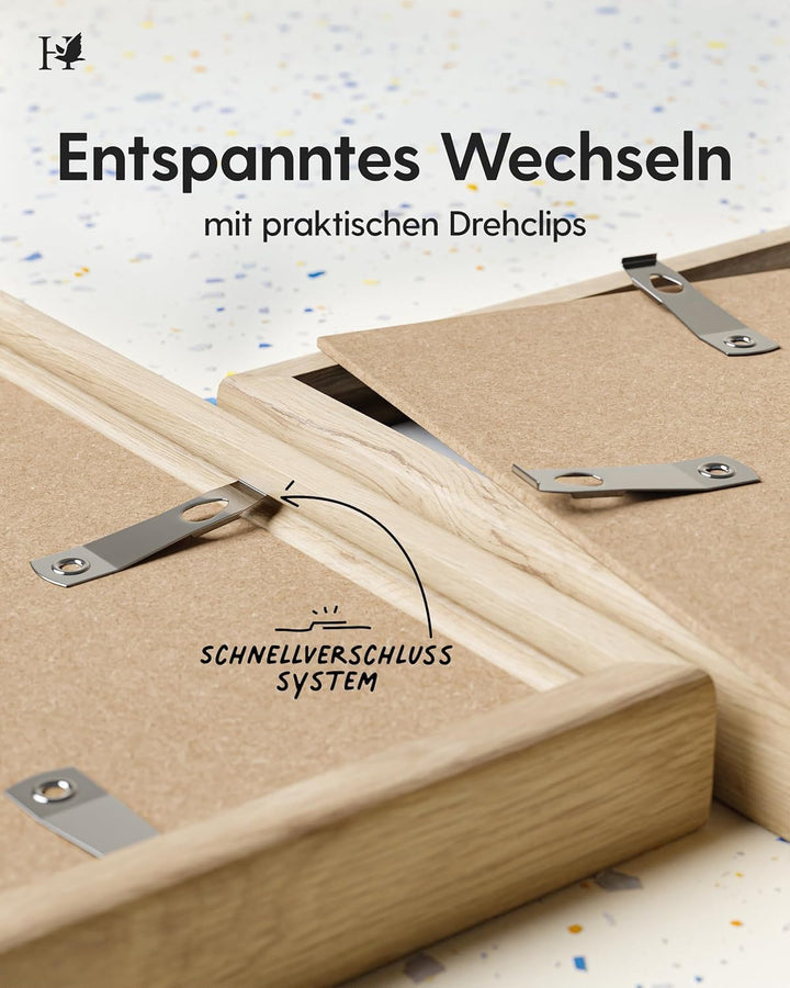 Heimlich® 1x Bilderrahmen DIN A2 42x59,4 cm Eiche Rahmen 1-Pack | Dokumentenrahmen 42x59,4 cm Gross