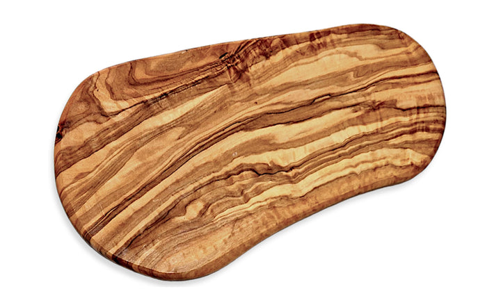 Olivenholz Schneidebrett im Naturschnitt, Frühstücksbrettchen Brettchen Käsebrett Holzbrett (28 cm)