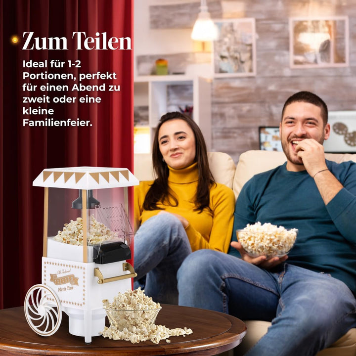 NK Popcornmaschine Retro 1.200W Heissluft – Popcorn Maker Ohne Öl, 0.3L Klein und Kompakt, Schnelle