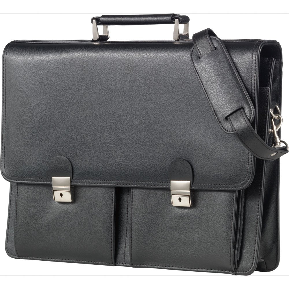 Alassio 323360 47117 - Aktentasche VENETO, aus echtem Leder, ca. 42 x 32 x 15 cm, schwarz