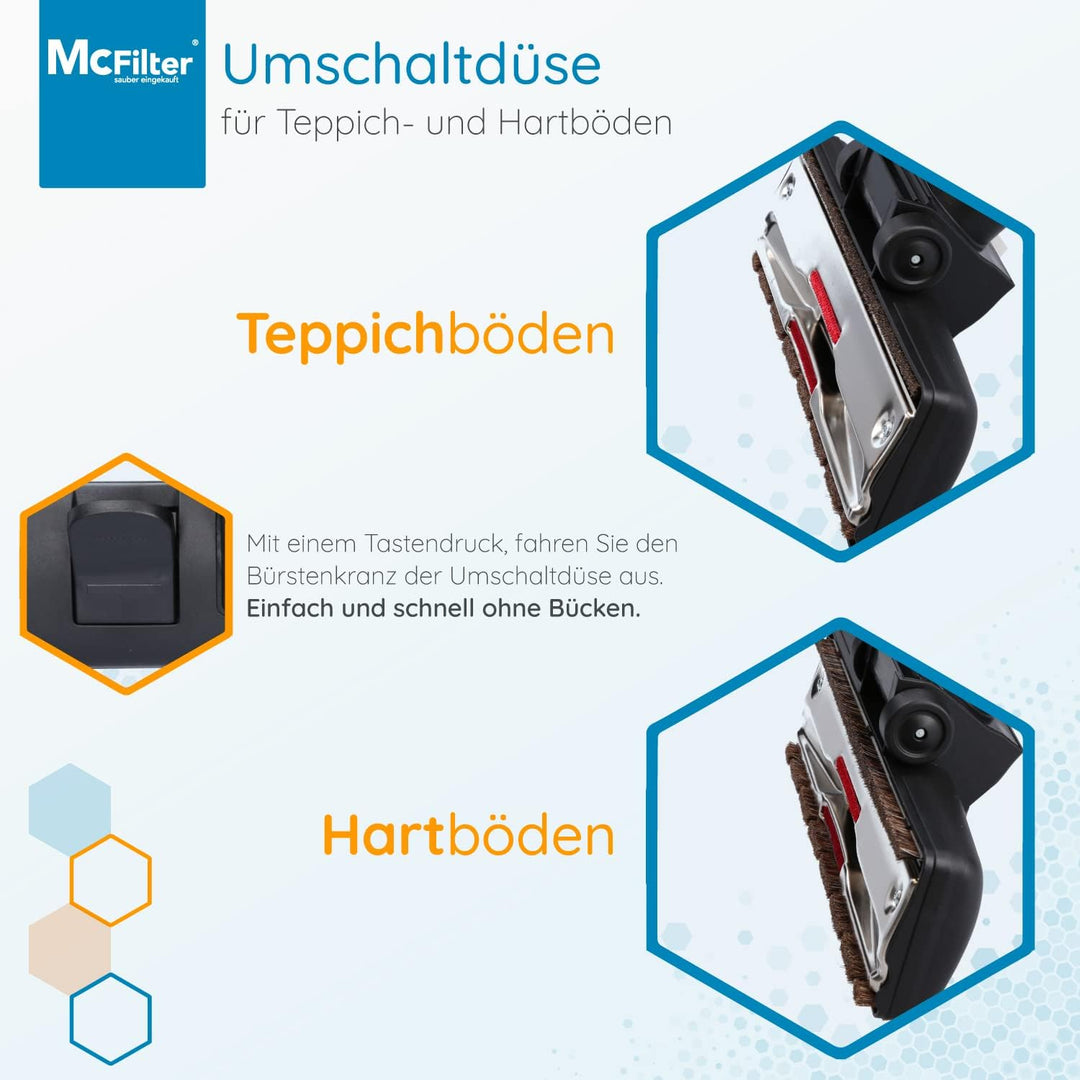 McFilter Staubsaugerdüse geeignet für Siemens VSQ5X1230 Q5.0 extreme SilencePower | 35mm | 2 Rollen