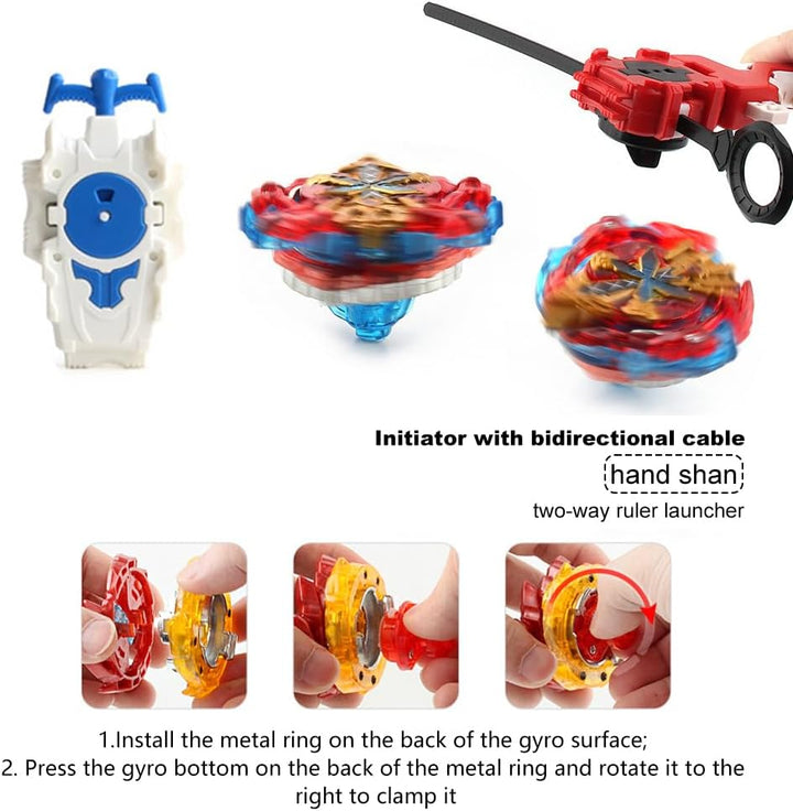Bey Burst Turbo Blade Set, 12 WDKXCN Stück Bey Kampfkreisel mit Kasten Metal Fusion und Launcher Gri