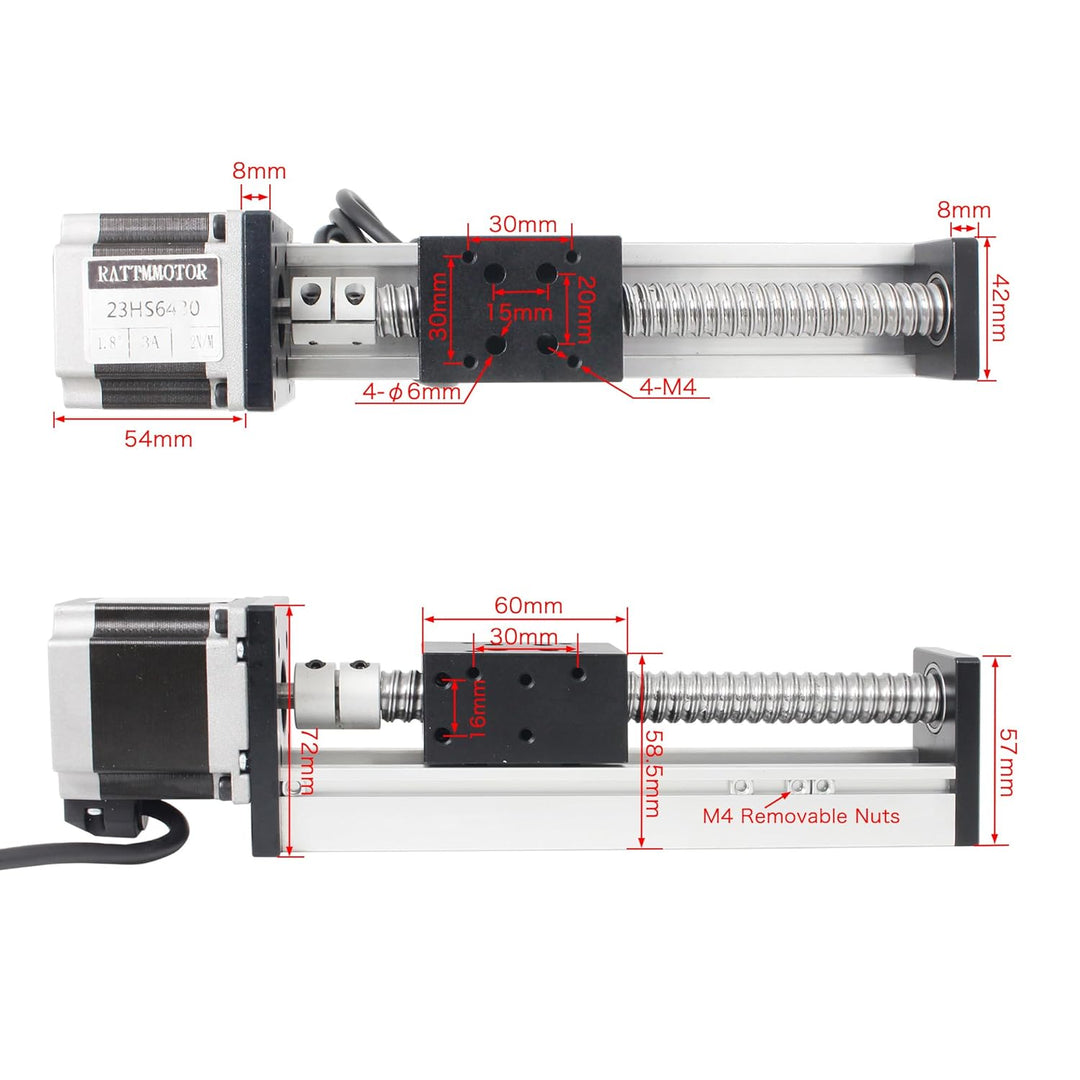RATTMMOTOR 100mm Verfahrweg Länge Linear Schienenführung CNC Linearschlitten Tisch Lineartischantrie