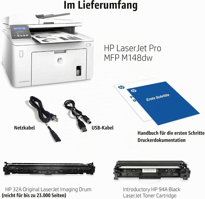 HP LaserJet Pro M148dw Laser Multifunktionsdrucker (Schwarzweiss Drucker, Scanner, Kopierer, WLAN, A