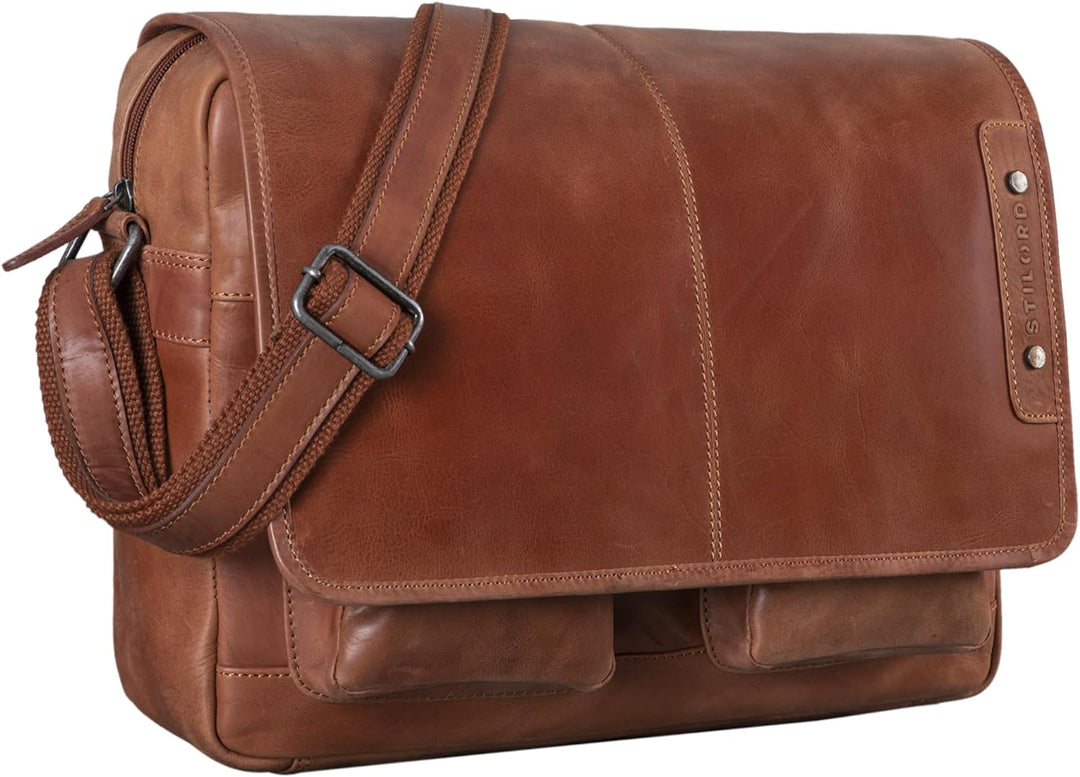 STILORD 'Curtis' Umhängetasche Leder als Messenger Bag oder Aktentasche Vintage Laptoptasche 15,6 Zo