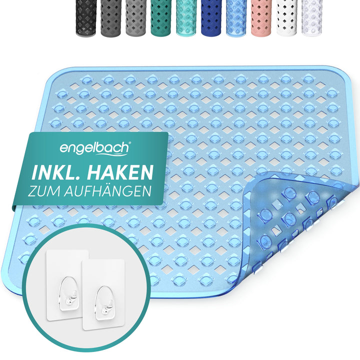 Engelbach® Duschmatte rutschfest 53x53cm - Inklusive Haken zum Aufhängen - 100% BPA-frei - Antirutsc