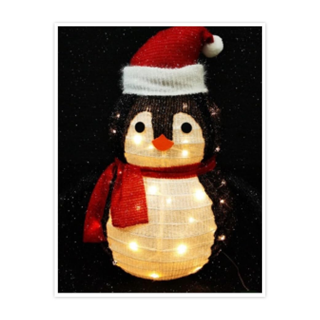 Zusammenklappbarer LED-Pinguin für den Aussenbereich, batteriebetrieben, 60 x 54 x 36 cm, ideal für