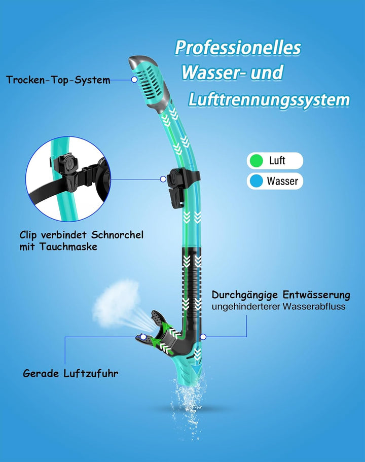 QcoQce Schnorchelset Erwachsene, Anti-Leck Anti-Fog und Panorama-Weitblick Tauchmaske,Professionelle