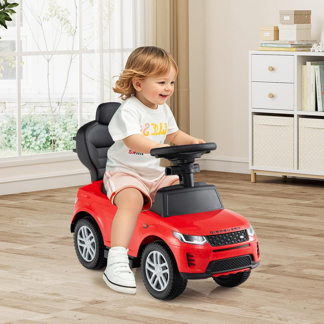 DREAMADE 3 in 1 Kinder Rutschauto, Schiebeauto mit abnehmbare Schiebestange, Kinderfahrzeug mit einz