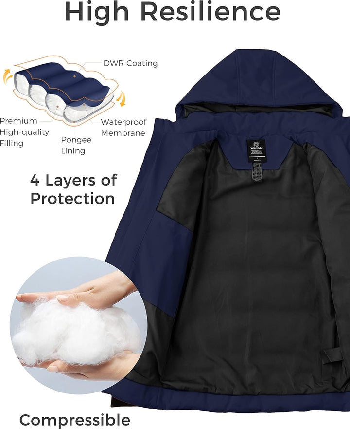 Wantdo Herren Winter Warme Jacke Wasserabweisend Outdoor Jacke Gesteppte Parka Baumwolle Polsterung