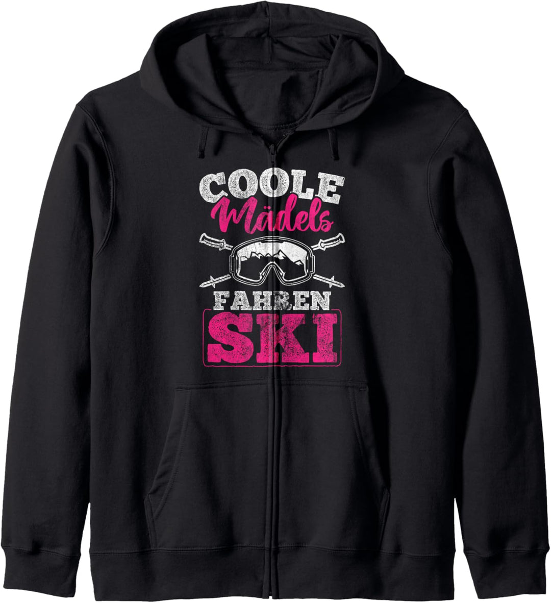 Coole Mädels Fahren Ski Berge Skifahrer Ski Kapuzenjacke