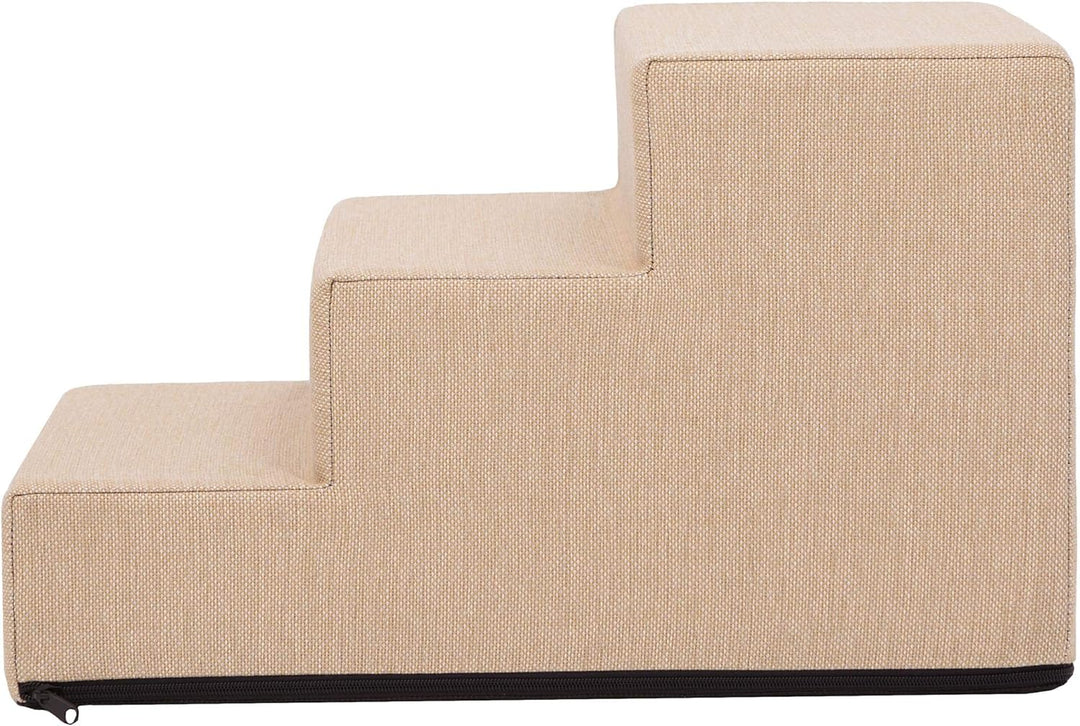 PillowPrim Tiertreppen Einganghilfe Kleinere Hunde Stufen Rampe Katzentreppe 3 Stufen Klein Beige Hö