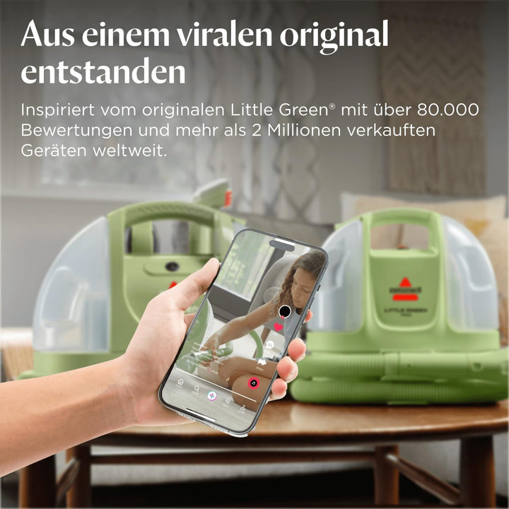BISSELL Little Green® Mini, Fleckenreiniger, Starke Leistung, mobiler als je zuvor, Reinigung versch