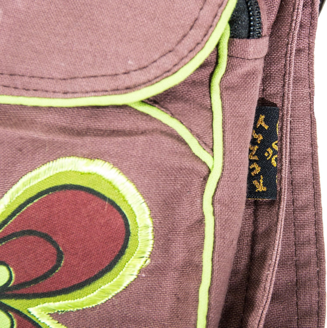 KUNST UND MAGIE Doppel Bauchtasche Sidebag Gürteltasche Festivaltasche, Farbe:Braun/Lemon, Braun/Lem