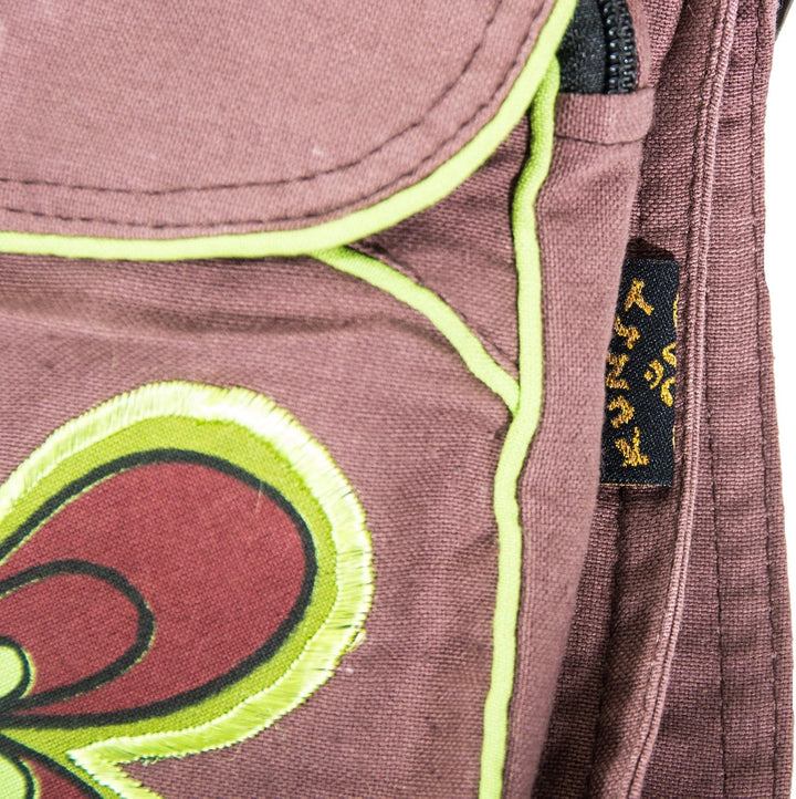 KUNST UND MAGIE Doppel Bauchtasche Sidebag Gürteltasche Festivaltasche, Farbe:Braun/Lemon, Braun/Lem