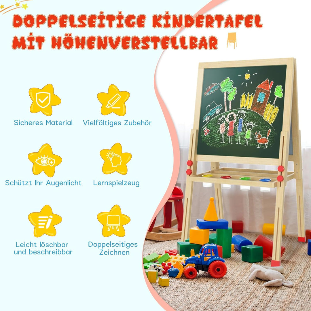 Dripex Kinder Tafel Faltbare Holz Kindertafel Malerei Holztafel Doppelseitige Kreidetafel und Whiteb