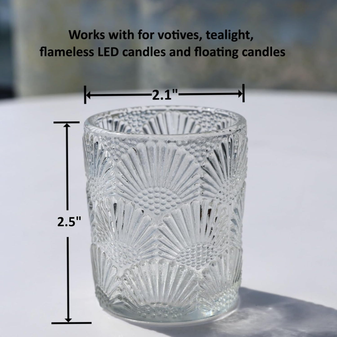 Ginkgo Biloba Teelichthalter Glas mit 12, Klare Teelichtgläser Vintage als Raumdekoration, Herbst Te