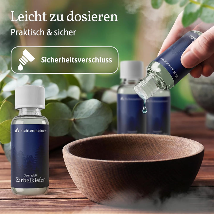 Fichtensteiner Saunaaufguss Zirbelkiefer - Sauna Aufgussmittel - Ergiebiger Sauna Aufguss für bis zu