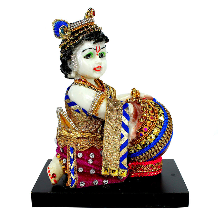 ESPLANADE Handgeschnitzte Gott, Kishan Krishna, Makhan Chor Murti Idol-Statue, Skulptur (19,1 cm)