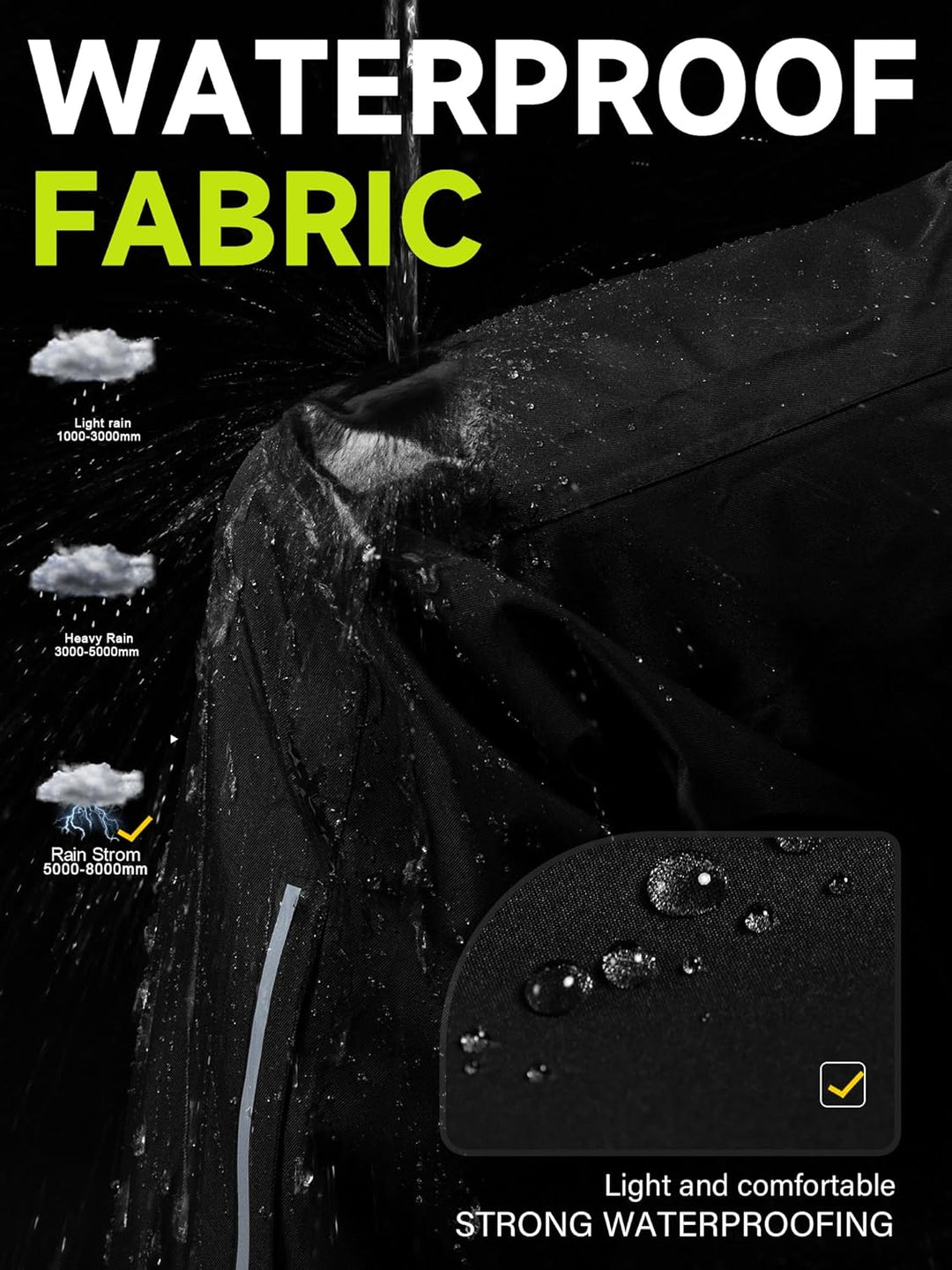Coutyuyi Regenhose für Herren wasserdichte Winddichte Leichte Fahrrad Regenhose mit Reflektierende f