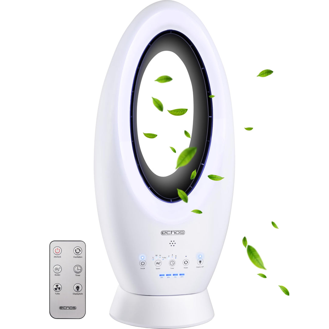Echos®- 2-in-1 Design Akku Turmventilator Standventilator mit Fernbedienung kabellos - Akku- oder St