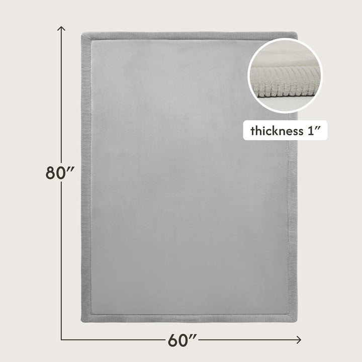 Wolkenweiche Samtmatte-Spielmatte Baby 200x150x2,5cm, Grau – Kinderteppich mit hochwertigem Memory-S