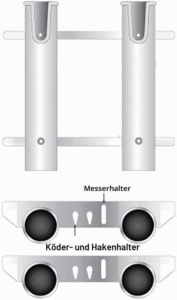 Wall Mounted Fishing Rod Holders Tubes Links Fishing Rod Holder Rack Rests 2-polig, Weiss, 2-polig,
