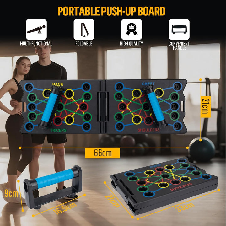Push Up Board, 24 in 1 Faltbare Tragbare Liegestütz Brett mit 2 Handgriff, Multi-Funktions Portable