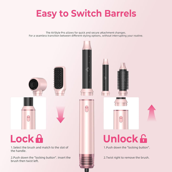 Atopskins 5 in 1 Air Styler Set Haarstyler Hairstyler Airbrush 5 in 1 Hair Styler Set Mit Rundbürste