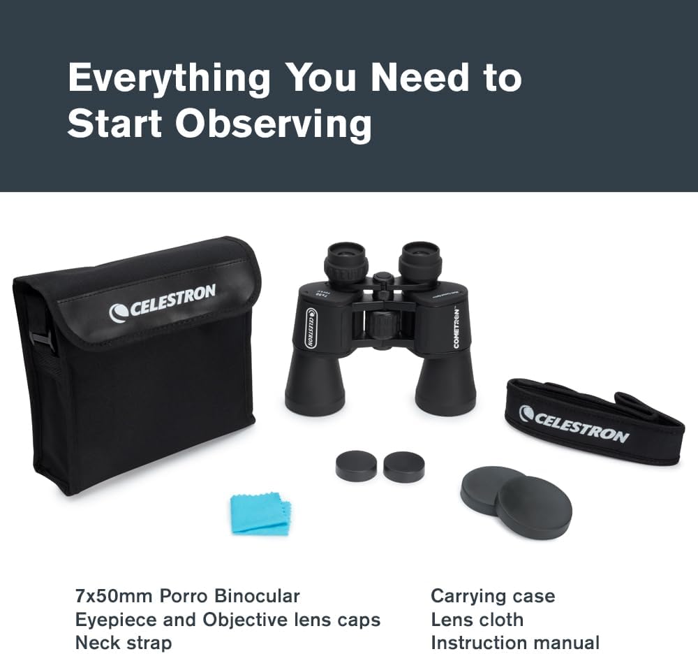 Celestron 71198 Cometron 7x50 Porroprismenfernglas, Schwarz Cometron 7 x 50 Porroprisma Einzeln, Com