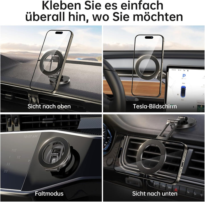 SYNCWIRE Handyhalterung Auto für MagSafe Autohalterung Starker Magnet[Faltbar & Vollmetall] Magnetis