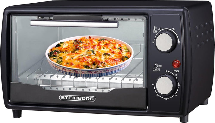 Mini Backofen | 1000 Watt | 10 Liter | inkl. Backblech und Grillrost | Pizzaofen | 90°-230°C | 60 mi