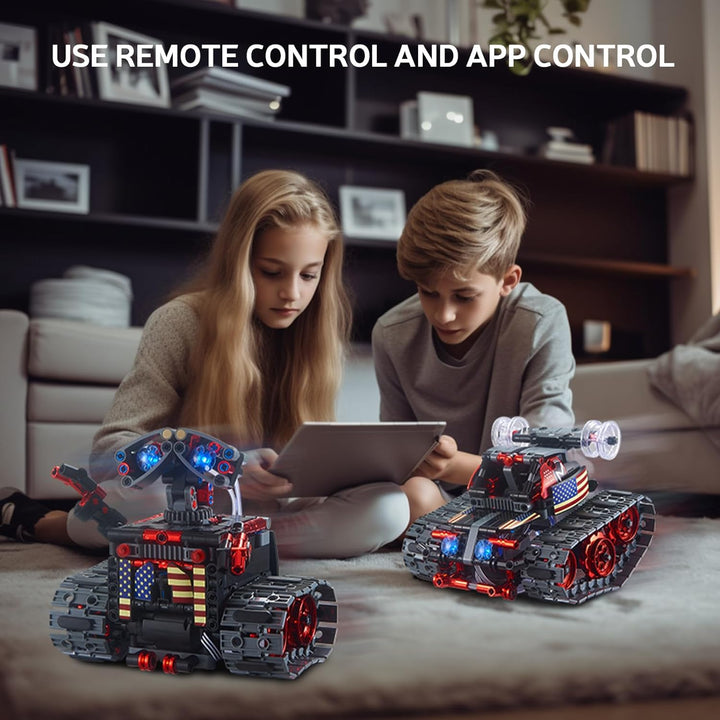 VEPOWER Technik Roboter Kinder Bauspielzeug, 4 in 1 App & Fernsteuerung Wall-Roboter/Technik/Panzer