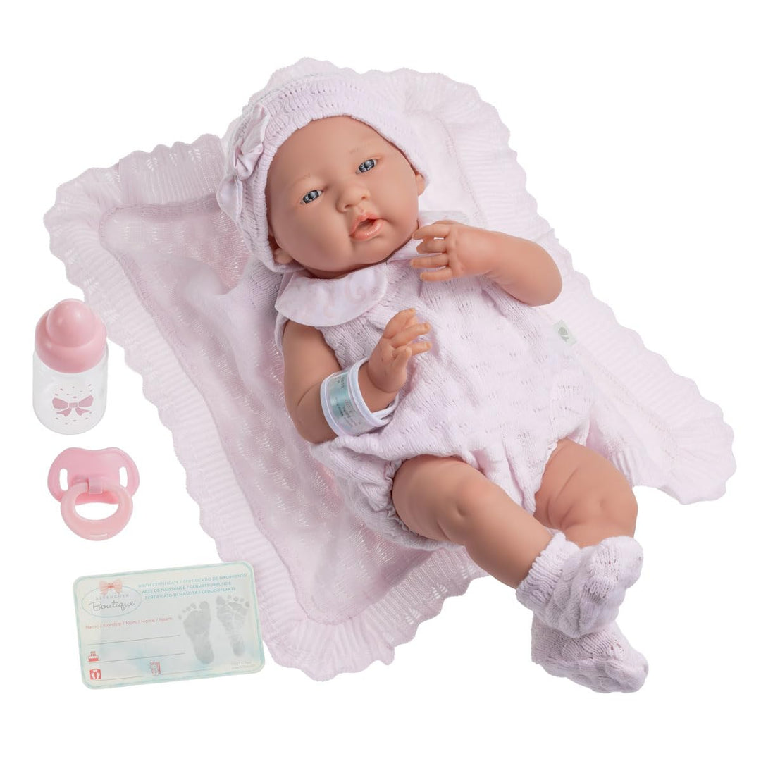 jc toys Berenguer Realistische Babypuppe Strickkleid und Decke; ca. 38,1 cm (15 Zoll) Rosa, Rosa