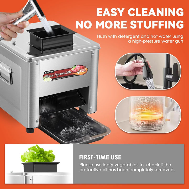 NEWTRY Kommerzielle Fleischschneidemaschine zum Schneiden, Zerteilen und Würfeln von Fleisch mit 3,5