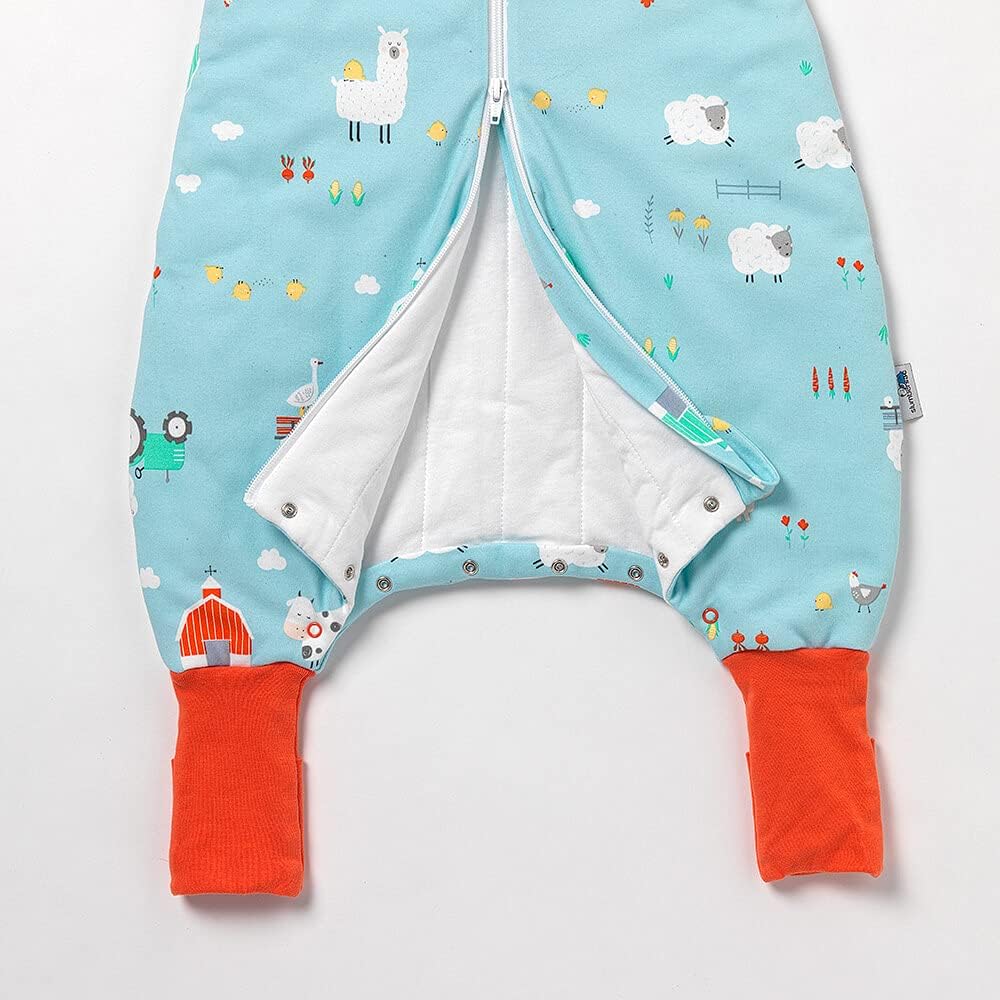 schlummersack Baby Schlafsack mit Füssen Bio Baumwolle Winter 3.5 Tog 70 cm Bauernhof | Schlafsack m