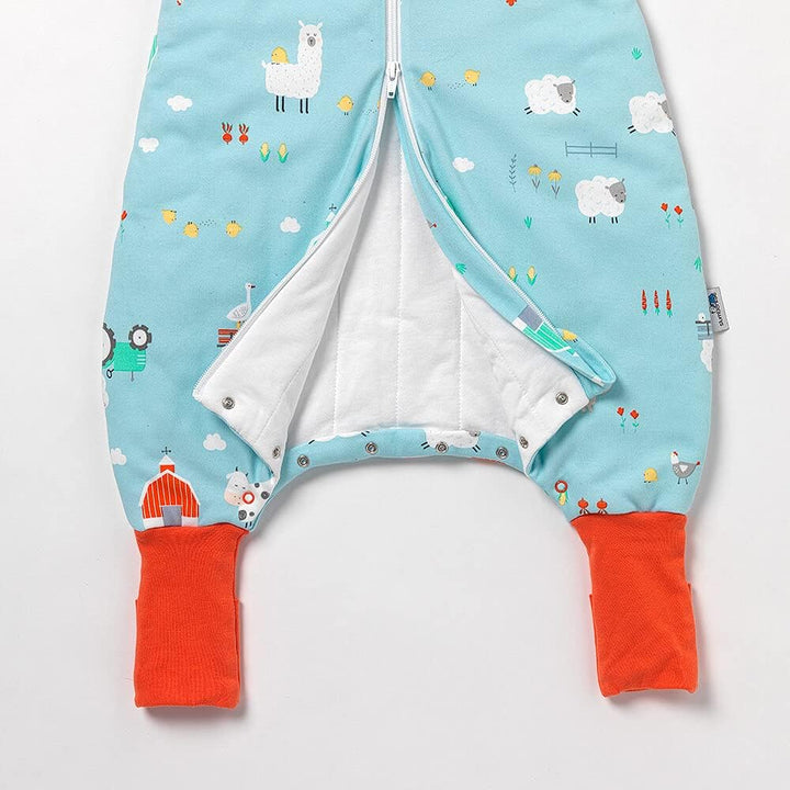schlummersack Baby Schlafsack mit Füssen Bio Baumwolle Winter 3.5 Tog 70 cm Bauernhof | Schlafsack m