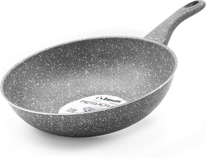 Zanetti - Rara-Stein Wokpfanne aus Aluminium in Steinoptik, Soft-Touch-Griff, Durchmesser 28 cm, her