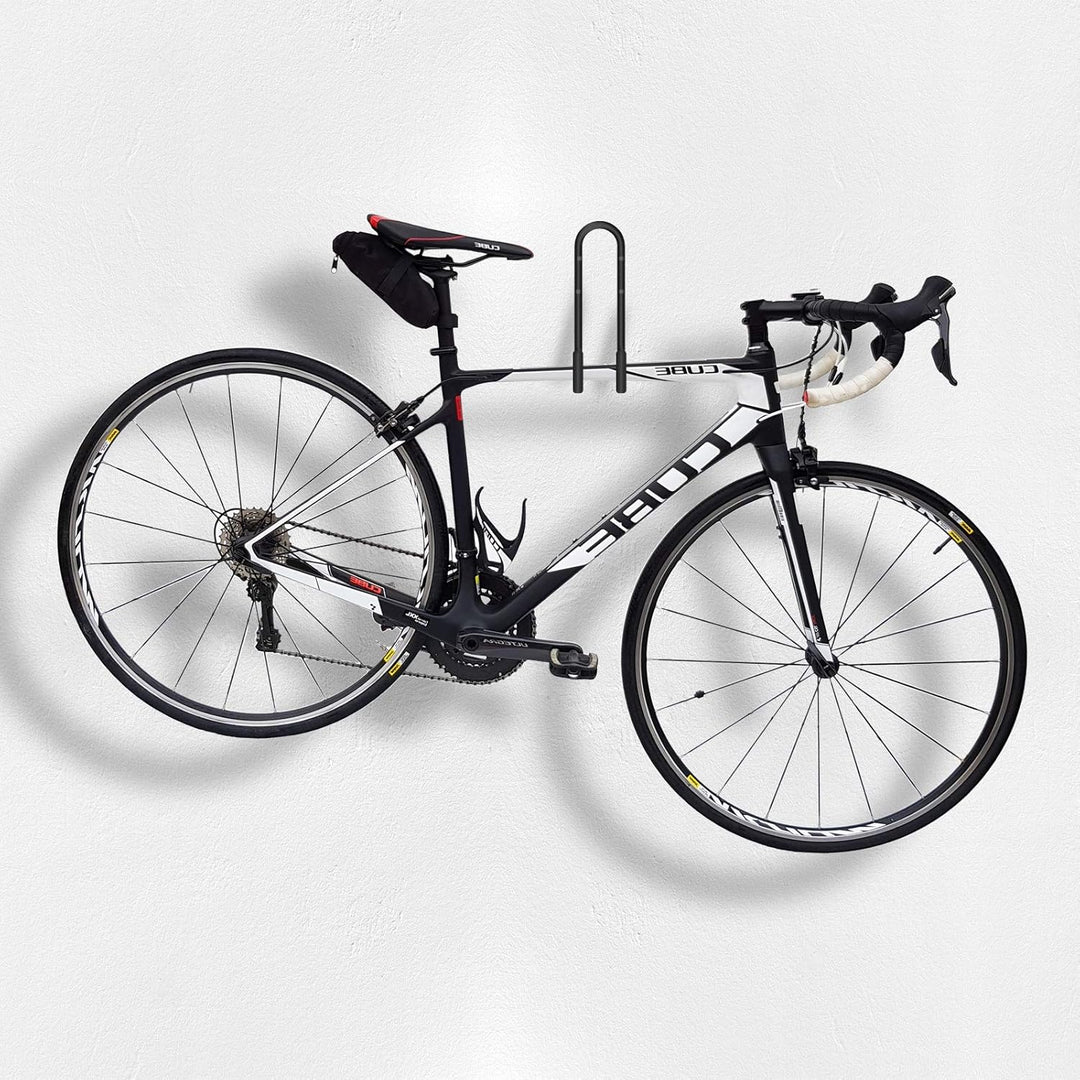 WELLGRO 2er Set Wand Fahrradhalter inkl. Metallschrauben und Dübel - Haltebügel mit Gummiummantelung