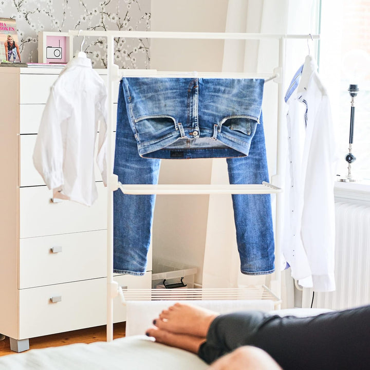 Rörets Wäscheständer - Turm Modell Triple - Flexibler Turmwäscheständer für kleinen Wohnraum - L40xB