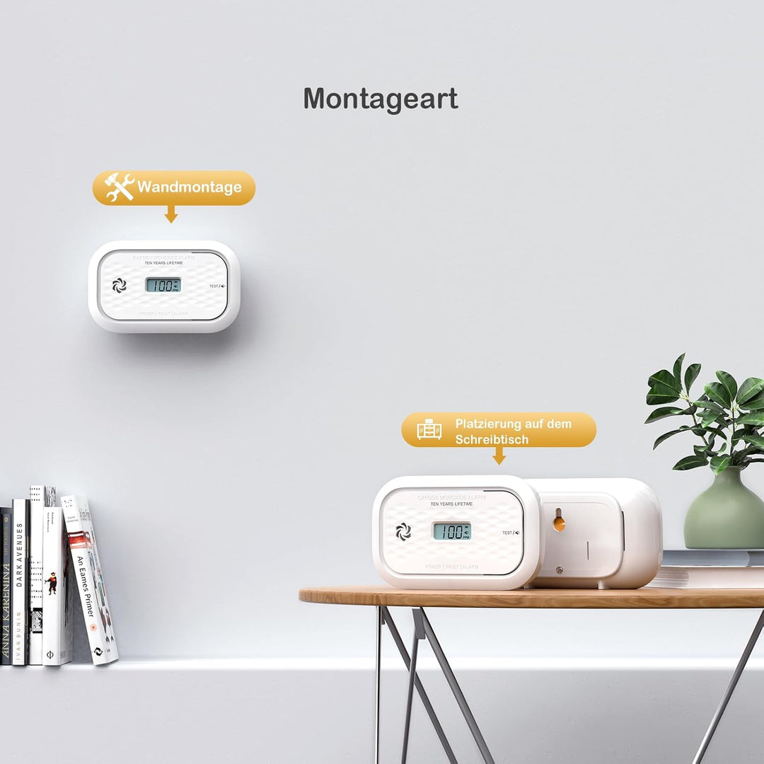 Kohlenmonoxid Melder 10 Jahre Sensor und Batterielebensdauer, CO Melder CO-Warnmelder mit Display un