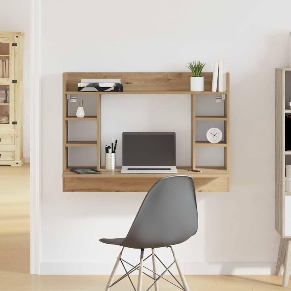 vidaXL Wandtisch Artisan-Eiche 105 x 48 x 75 cm Holzwerkstoff, Moderner rechteckiger Wand-Schreibtis