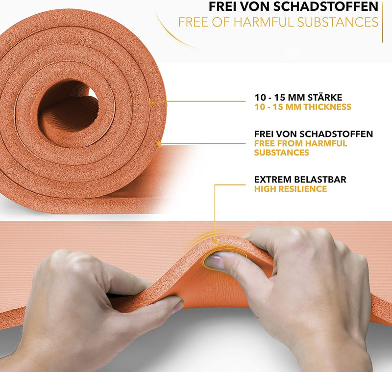 TRESKO Yogamatte Phthalatfrei - Gymnastikmatte rutschfest, Pilatesmatte Fitnessmatte mit Tragegurt,