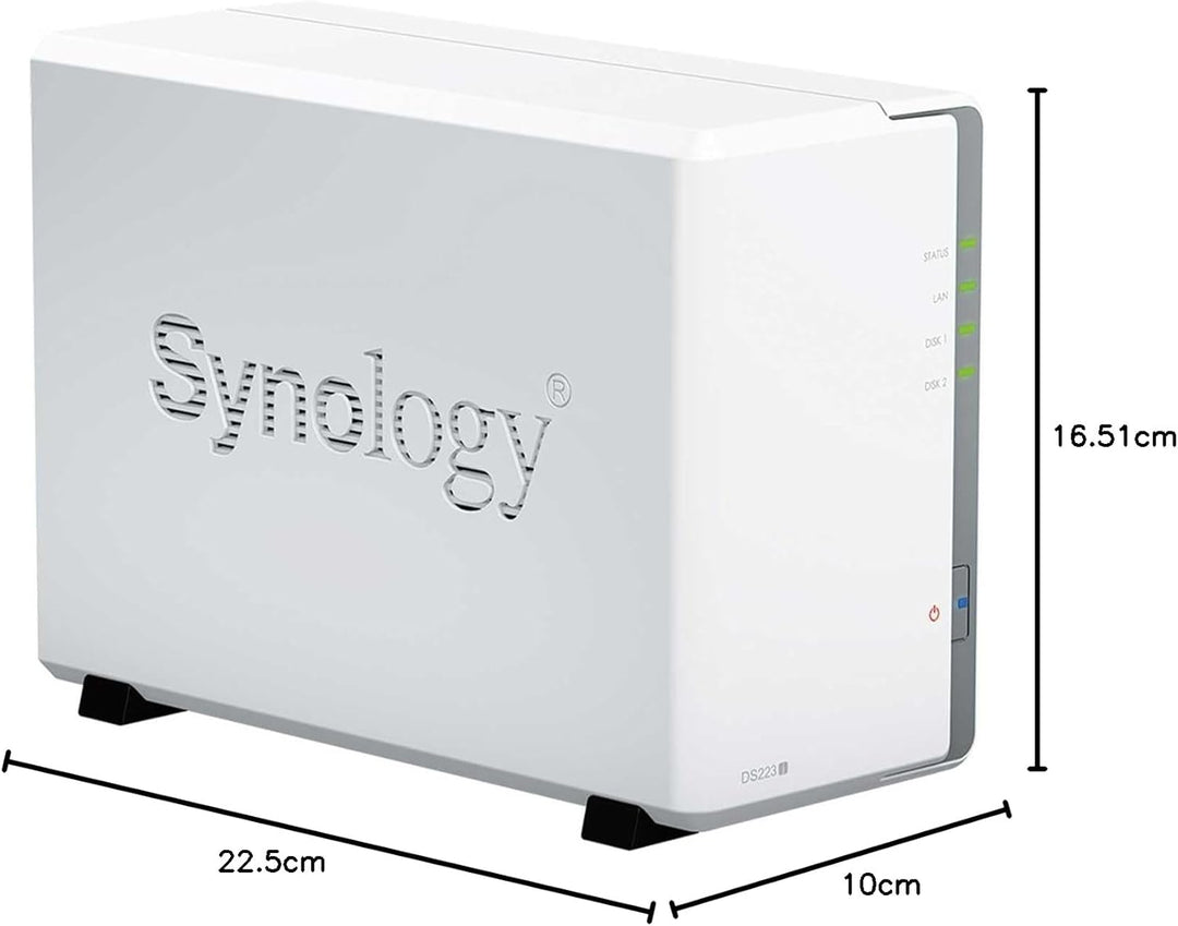 Synology DS223J 2 Bay Desktop NAS, weiss Gehäuse Standard Warranty, Gehäuse Standard Warranty